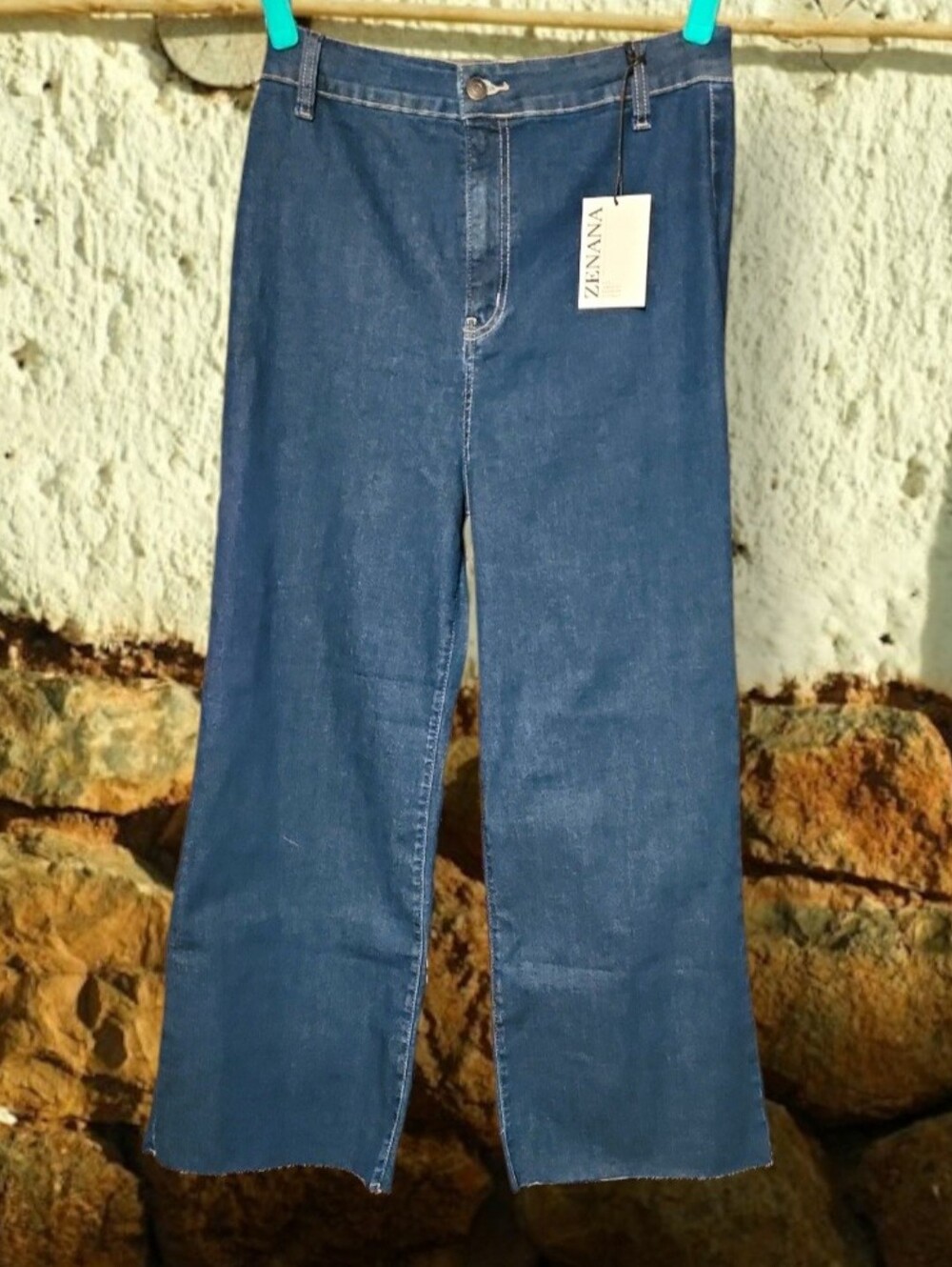 Zenana Dark Wash High-rise Raw Hem Jeans